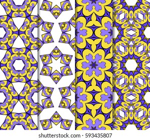 set of Lace seamless pattern with floral ornament. Creative Vector illustration.