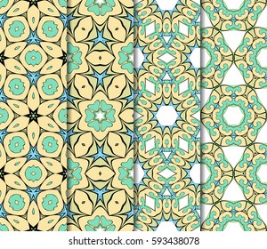 set of Lace seamless pattern with floral ornament. Creative Vector illustration.