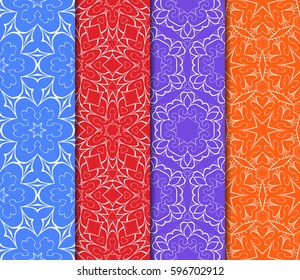 set of Lace seamless pattern with floral ornament. Creative Vector illustration. For the interior design, printing, web and textile design.