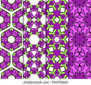 set of Lace seamless pattern with floral ornament. Creative Vector illustration.