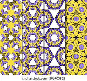 set of Lace seamless pattern with floral ornament. Creative Vector illustration.