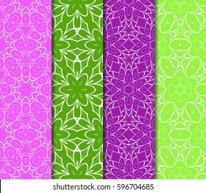 set of Lace seamless pattern with floral ornament. Creative Vector illustration. For the interior design, printing, web and textile design.