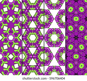 set of Lace seamless pattern with floral ornament. Creative Vector illustration.