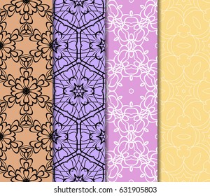 set of Lace seamless pattern with floral ornament. Creative Vector illustration. for design invitation, background, wallpaper