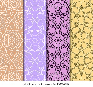 set of Lace seamless pattern with floral ornament. Creative Vector illustration. for design invitation, background, wallpaper