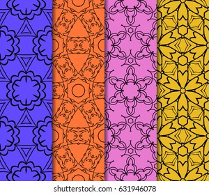 set of Lace seamless pattern with floral ornament. Creative Vector illustration. for design invitation, background, wallpaper