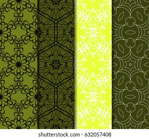set of Lace seamless pattern with floral ornament. Creative Vector illustration. for design invitation, background, wallpaper