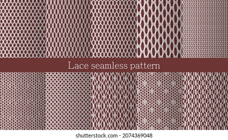 Set of lace seamless pattern. Jacquard Mesh Lace Fabric. 