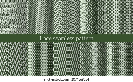 Set of lace seamless pattern. Jacquard Mesh Lace Fabric. 