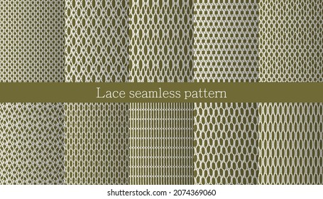 Set of lace seamless pattern. Jacquard Mesh Lace Fabric. 