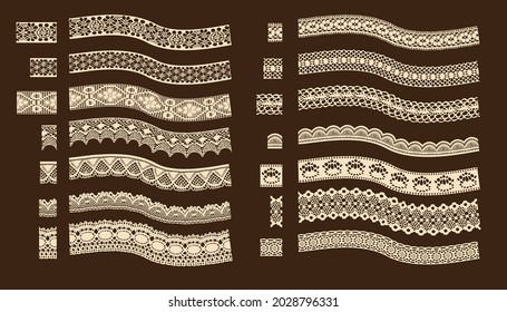 Conjunto De Vectores De Guarnecido De Luces. Jacquard Mesh Lace Fabric.