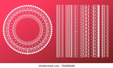 Set of lace vector illustration, romance.