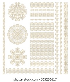 Set of laced decorative vignettes and borders