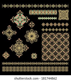 Set of laced isolated decorative elements