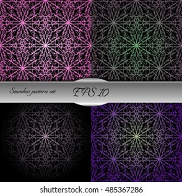 Set of lace-like seamless patterns. Nice hand-drawn illustration