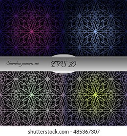Set of lace-like seamless patterns. Nice hand-drawn illustration