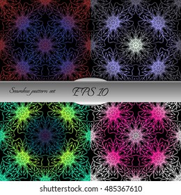 Set of lace-like seamless patterns. Nice hand-drawn illustration