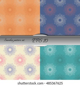 Set of lace-like seamless patterns. Nice hand-drawn illustration