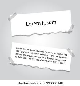 Set of lacerated pieces of paper with place for text