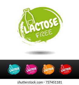 Set of Lactose free badges. Vector hand drawn labels. 