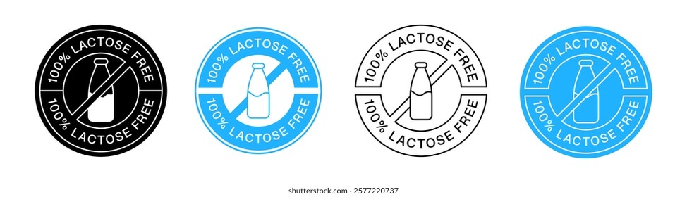 Set Of Lactose Free Logo Badges Vector Design. Lactose-Free Label Icon SIgn.