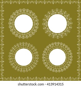 A set of lacy napkins for invitations , labels , wedding, birthday , and more. Vector illustration .
