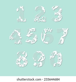 Set of lacy numbers. Vector decorative illustration.