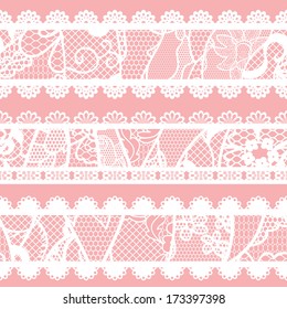 Set of lacy vintage trims. Vector illustration.