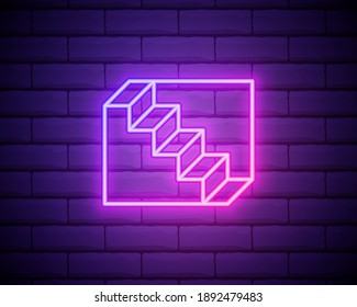 Juego de iconos de escalera . Sube y baja iconos de neón. Introduzca y salga símbolos neon.Icono simple para sitios web, diseño web, aplicaciones móviles, infografías.