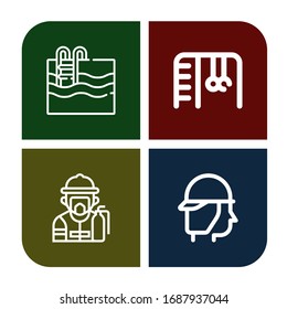 Set of ladder icons. Such as Swimming pool, Monkey bars, Fireman, Firefighter , ladder icons