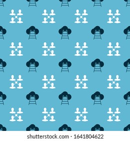 Set Ladder leading to cloud and Project team base on seamless pattern. Vector