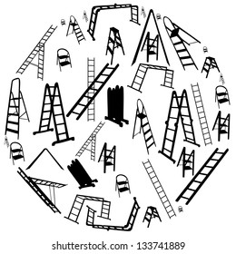 set of ladder silhouette. vector illustration.