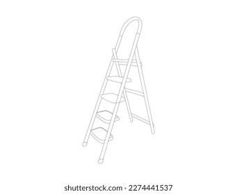 Conjunto de silueta de escalera. ilustración vectorial.  icono de vector. Icono de vector de contorno aislado en la escalera de fondo blanca. Icono de la escalera en el fondo blanco. Signo de la escalera de metal. Símbolo de escalera. 