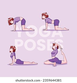 Set of lady with yoga pose