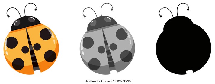 Juego de ilustraciones de caracteres de ladybug
