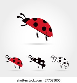 conjunto del icono del logo de ladybug en fondo blanco Ilustración vectorial