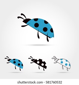 set of the ladybug logo icon on white background Vector illustration