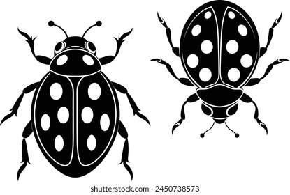 Set of Ladybug silhouette vector illustration