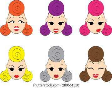 Set of lady's emotions
