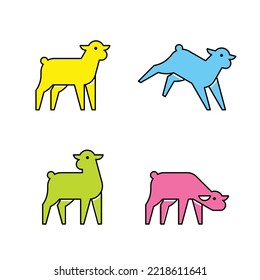 Set of Lamb, Lamb Logo. Icon design. Template elements