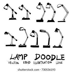 Set of lamp doodle illustration Hand drawn Sketch line vector