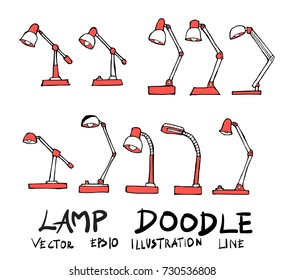 Set of lamp doodle illustration Hand drawn Sketch line vector