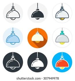 Set of lamp icons in different styles isolated on white background.