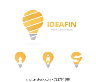Set of lamp logo combination. Lightbulb symbol or icon. Unique idea logotype design template.