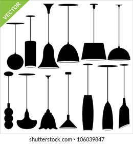 Set of lamp silhouettes vector