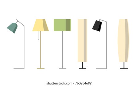 Set of lamps. Floor lamps. Vector illustration lamp light isolated electric interior energy furniture. Floor lamps  home energy furniture modern equipment.