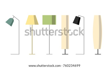 Set of lamps. Floor lamps. Vector illustration lamp light isolated electric interior energy furniture. Floor lamps  home energy furniture modern equipment.