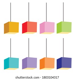 A set of lamps on a white background  in flat cartoon style.