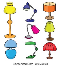 set of lamps on a white background