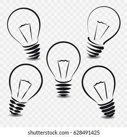 Set of lamps on white background. Vector illustration.